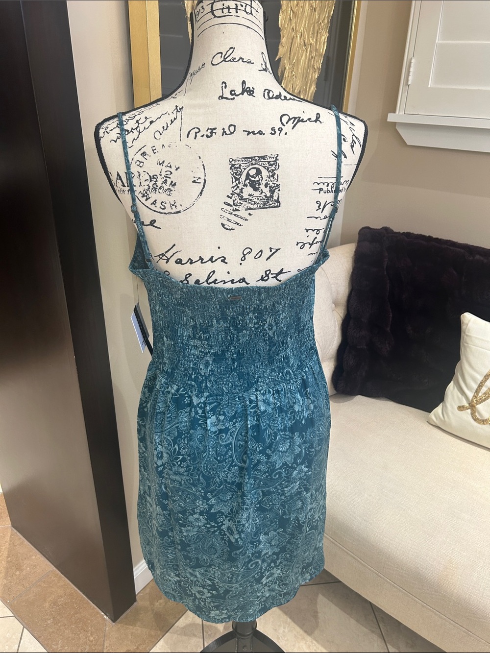 O'Neill Teal Paisley Mini Dress - Picture 3 of 4